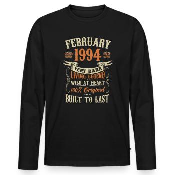 Februar 1994 Geburtstagsgeschenk - Männer Premium Bio Langarmshirt - Schwarz - Vorne - Nico (187cm)