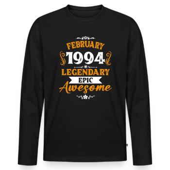 Februar 1994 Legenden Geburtstag Geschenk - Männer Premium Bio Langarmshirt - Schwarz - Vorne - Nico (187cm)