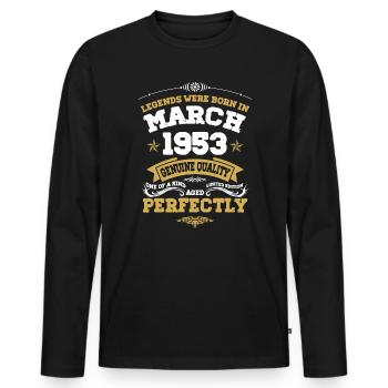 Vintage Aged To Perfection March 1953 - Men's Premium Organic Long Sleeve Shirt - black - Front - Nico (187cm)