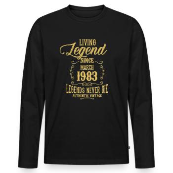 Living Legend since March 1983 - Männer Premium Bio Langarmshirt - Schwarz - Vorne - Nico (187cm)