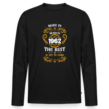 Made In March 1962 The Best - Men's Premium Organic Long Sleeve Shirt - black - Front - Nico (187cm)