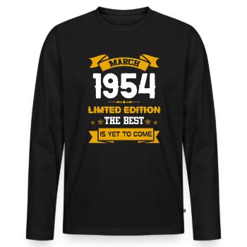 März 1954 Geburtstagsgeschenk - Männer Premium Bio Langarmshirt - Schwarz - Vorne - Nico (187cm)