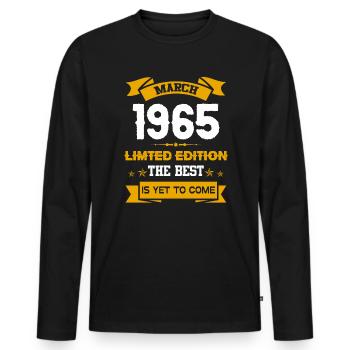 März 1965 Geburtstagsgeschenk - Männer Premium Bio Langarmshirt - Schwarz - Vorne - Nico (187cm)