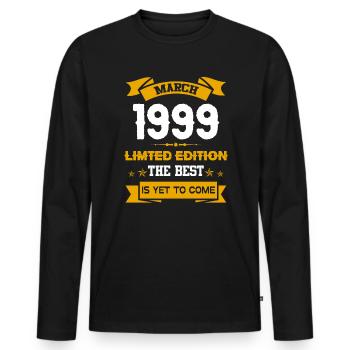 März 1999 Geburtstagsgeschenk - Männer Premium Bio Langarmshirt - Schwarz - Vorne - Nico (187cm)