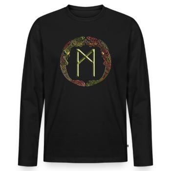 Manaz - Men's Premium Organic Long Sleeve Shirt - black - Front - Nico (187cm)