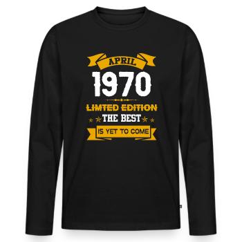 April 1970 Geburtstagsgeschenk - Männer Premium Bio Langarmshirt - Schwarz - Vorne - Nico (187cm)