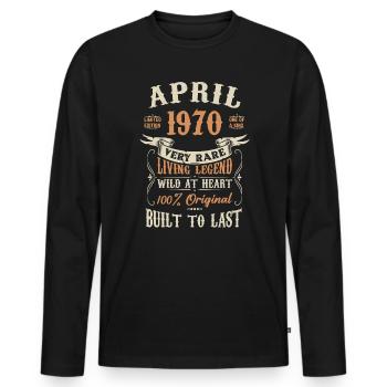 Cadeau d’anniversaire d’avril 1970 - T-shirt manches longues Premium bio Homme - noir - Devant - Nico (187cm)