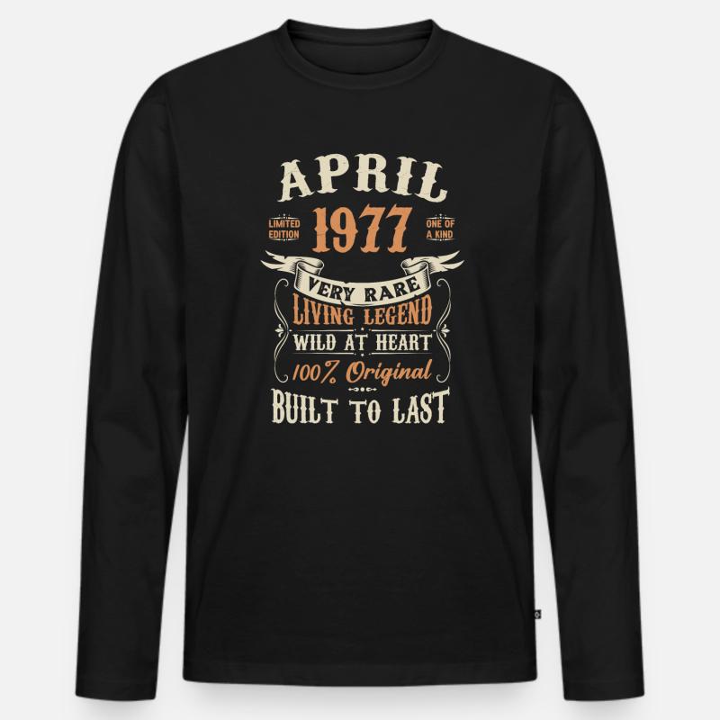 April 1977 Geburtstagsgeschenk - Männer Premium Bio Langarmshirt - Schwarz