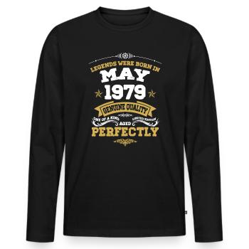 Vintage Aged To Perfection May 1979 - Men's Premium Organic Long Sleeve Shirt - black - Front - Nico (187cm)