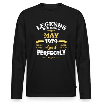 Vintage Aged To Perfection May 1979 - Men's Premium Organic Long Sleeve Shirt - black - Front - Nico (187cm)