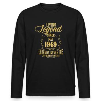 Living Legend since May 1969 - Men's Premium Organic Long Sleeve Shirt - black - Front - Nico (187cm)