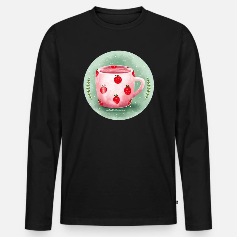 Erdbeer Milch - Männer Premium Bio Langarmshirt - Schwarz