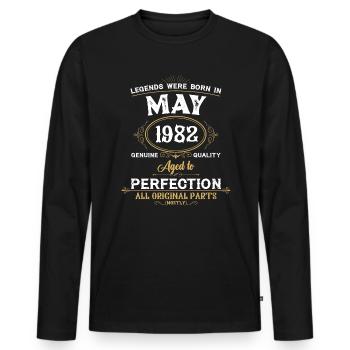 Les légendes sont nées en mai 1969 - T-shirt manches longues Premium bio Homme - noir - Devant - Nico (187cm)
