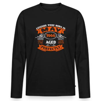 Legends Were Born In May 1966 Birthday - Männer Premium Bio Langarmshirt - Schwarz - Vorne - Nico (187cm)