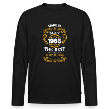 Fabriqué en mai 1965 Le meilleur - T-shirt manches longues Premium bio Homme - noir - Devant - Nico (187cm)