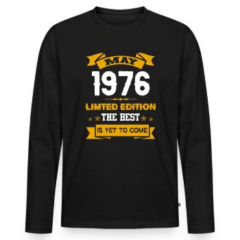 Mai 1976 Cadeau d’anniversaire - T-shirt manches longues Premium bio Homme - noir - Devant - Nico (187cm)