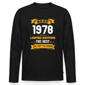 Mai 1978 Geburtstagsgeschenk - Männer Premium Bio Langarmshirt - Schwarz - Vorne - Nico (187cm)