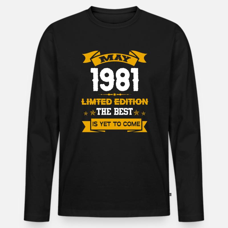 Mai 1981 Geburtstagsgeschenk - Männer Premium Bio Langarmshirt - Schwarz