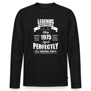 Legends Were Born In May 1975 Birthday - Männer Premium Bio Langarmshirt - Schwarz - Vorne - Nico (187cm)