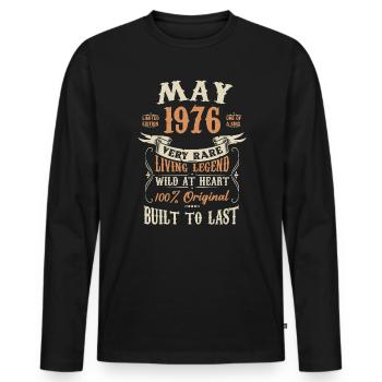 Mai 1976 Cadeau d’anniversaire - T-shirt manches longues Premium bio Homme - noir - Devant - Nico (187cm)
