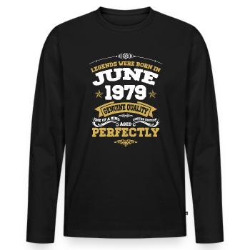 Vintage Aged To Perfection June 1979 - Men's Premium Organic Long Sleeve Shirt - black - Front - Nico (187cm)