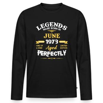 Millésime vieilli à la perfection juin 1973 - T-shirt manches longues Premium bio Homme - noir - Devant - Nico (187cm)