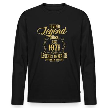 Living Legend since June 1958 - Men's Premium Organic Long Sleeve Shirt - black - Front - Nico (187cm)