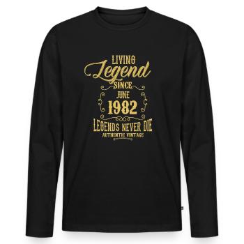 Living Legend since June 1969 - Men's Premium Organic Long Sleeve Shirt - black - Front - Nico (187cm)