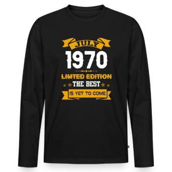 Juli 1970 Geburtstagsgeschenk - Männer Premium Bio Langarmshirt - Schwarz - Vorne - Nico (187cm)
