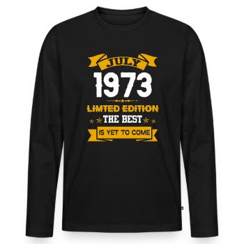 Juli 1973 Geburtstagsgeschenk - Männer Premium Bio Langarmshirt - Schwarz - Vorne - Nico (187cm)
