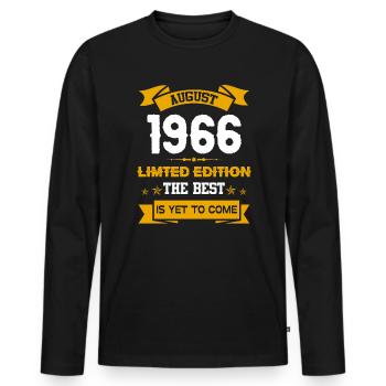 August 1966 Geburtstagsgeschenk - Männer Premium Bio Langarmshirt - Schwarz - Vorne - Nico (187cm)