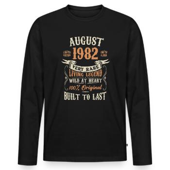 August 1982 Birthday Present - Men's Premium Organic Long Sleeve Shirt - black - Front - Nico (187cm)