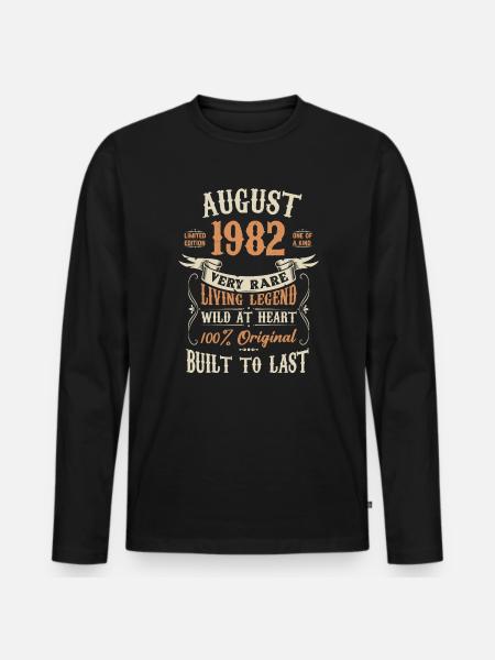 August 1982 Birthday Present - Men's Premium Organic Long Sleeve Shirt - black