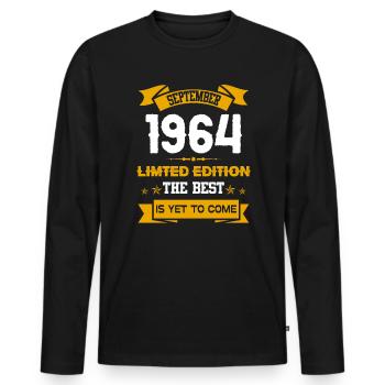 September 1964 Geburtstagsgeschenk - Männer Premium Bio Langarmshirt - Schwarz - Vorne - Nico (187cm)