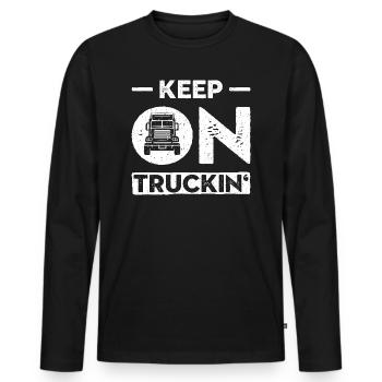 Design « Keep On Truckin » - cadeau parfait - T-shirt manches longues Premium bio Homme - noir - Devant - Nico (187cm)