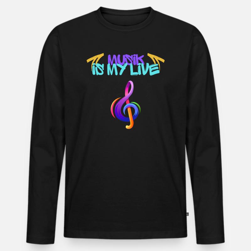 Musik - Männer Premium Bio Langarmshirt - Schwarz