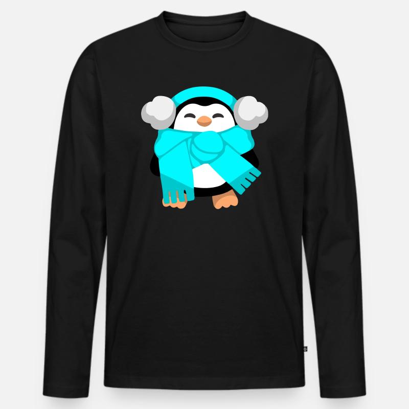 Pinguin - Männer Premium Bio Langarmshirt - Schwarz