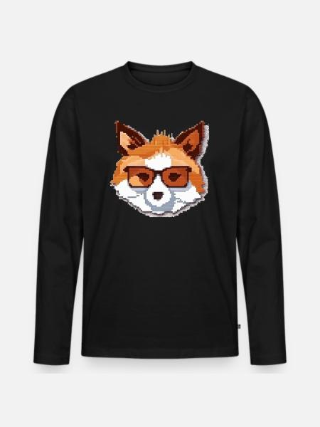 Pixoto der Fuchs - Männer Premium Bio Langarmshirt - Schwarz