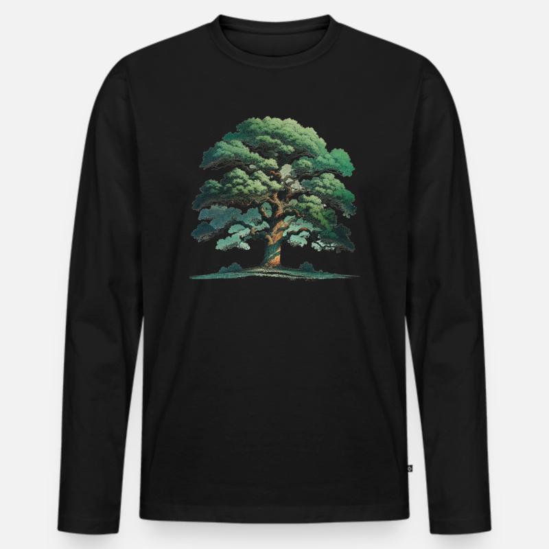Baum-Umarmer - Männer Premium Bio Langarmshirt - Schwarz