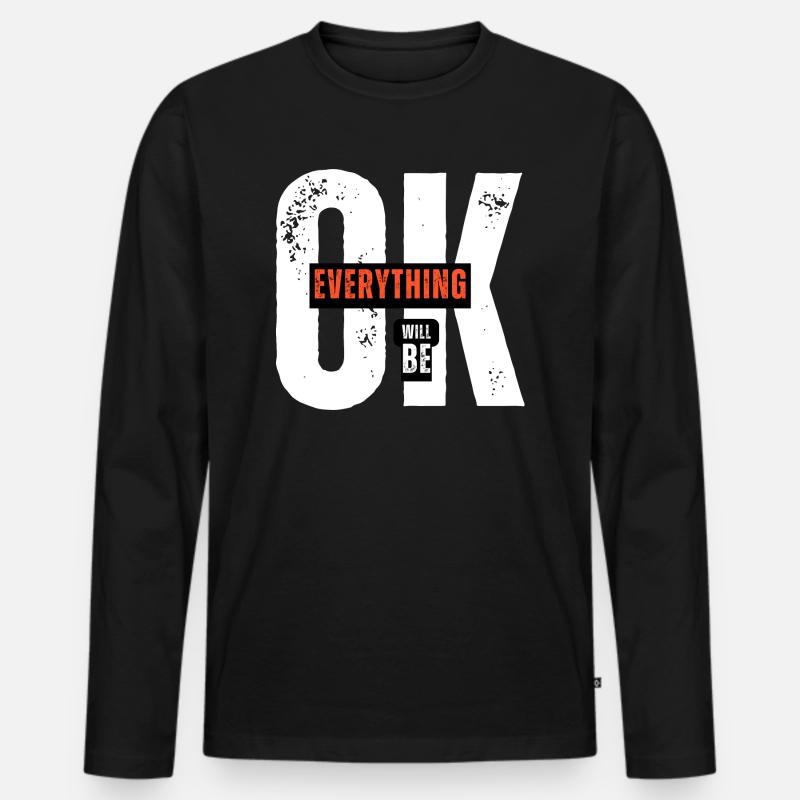 EVERYTHING OK - Männer Premium Bio Langarmshirt - Schwarz