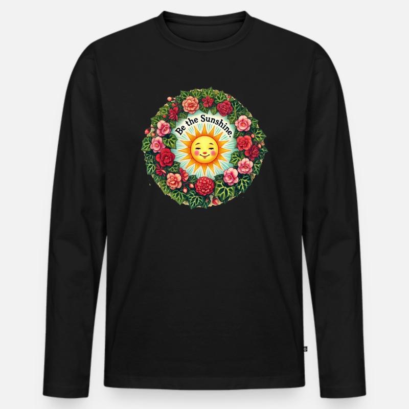 Sei der Sonnenschein - Männer Premium Bio Langarmshirt - Schwarz