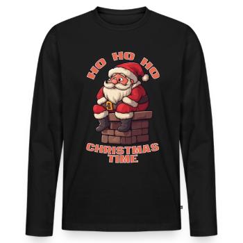Ho Ho Ho Christmas Time - Männer Premium Bio Langarmshirt - Schwarz - Vorne - Nico (187cm)
