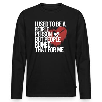 De l’humour pour les introvertis fatigués des gens - T-shirt manches longues Premium bio Homme - noir - Devant - Nico (187cm)