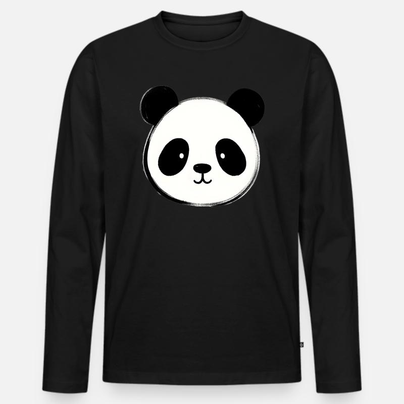 Süßer Panda - Männer Premium Bio Langarmshirt - Schwarz