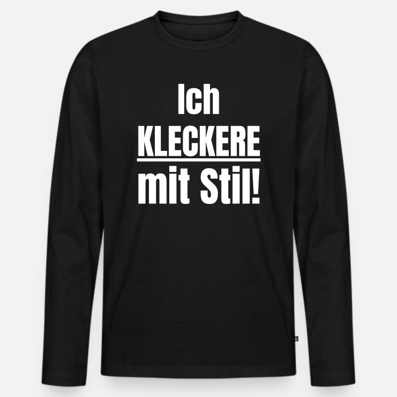 Ich kleckere mit Stil! - Männer Premium Bio Langarmshirt - Schwarz