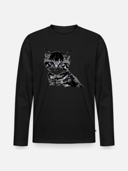 Katze Cat Katzengesicht - Männer Premium Bio Langarmshirt - Schwarz