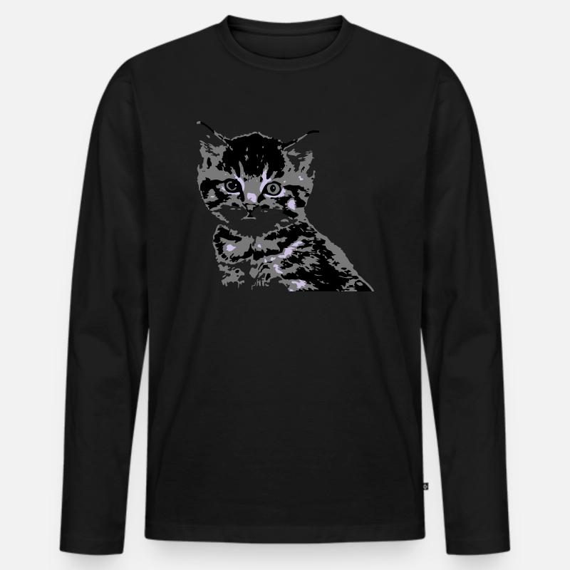 Katze Cat Katzengesicht - Männer Premium Bio Langarmshirt - Schwarz