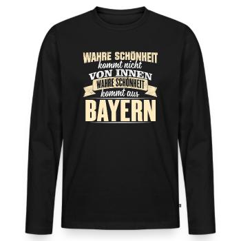BAYERN - Schönheit - Männer Premium Bio Langarmshirt - Schwarz - Vorne - Nico (187cm)