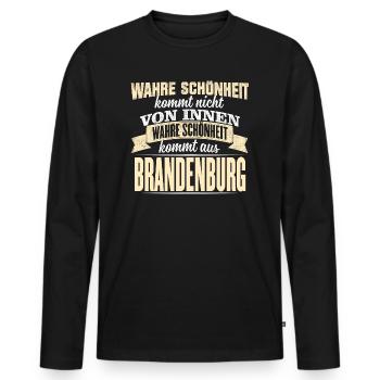 BRANDENBURG - Schönheit - Männer Premium Bio Langarmshirt - Schwarz - Vorne - Nico (187cm)