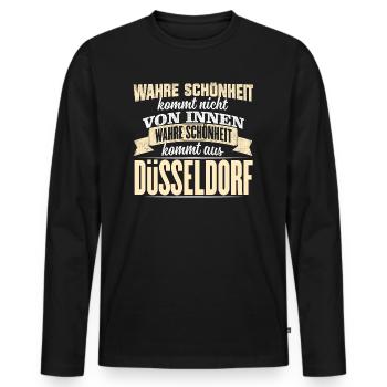 DÜSSELDORF - Schönheit - Männer Premium Bio Langarmshirt - Schwarz - Vorne - Nico (187cm)